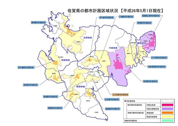 佐賀県の都市計画区域状況